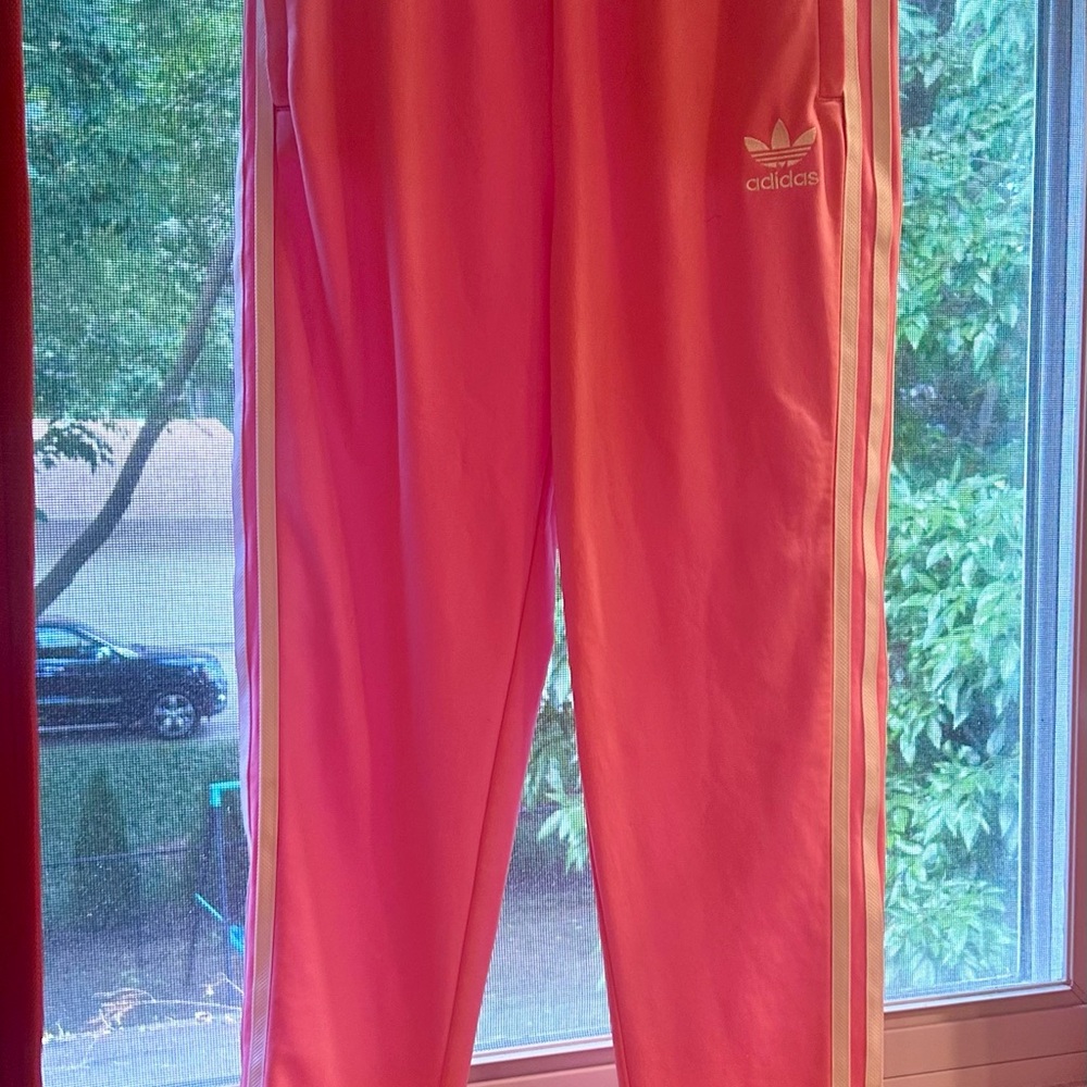 Adidas Pink Athletic Pants with White Accents